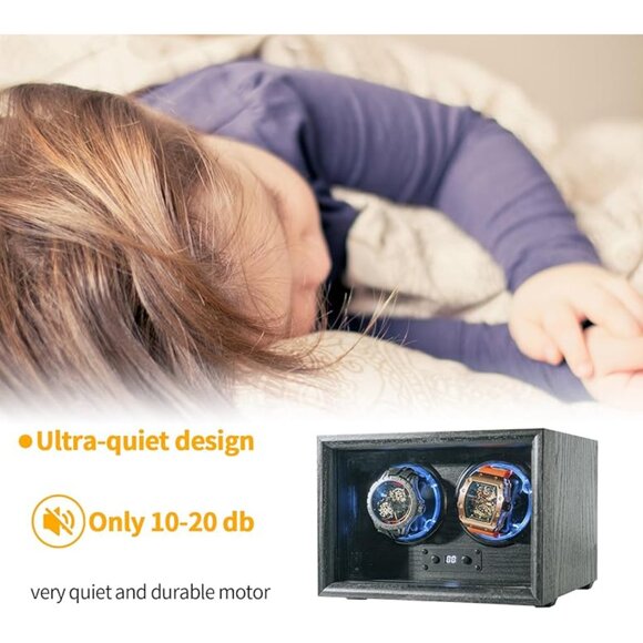 2 Watch Winder Box 15 Modes Quiet Motor USB Powered Display Case NWT - Picture 5 of 7